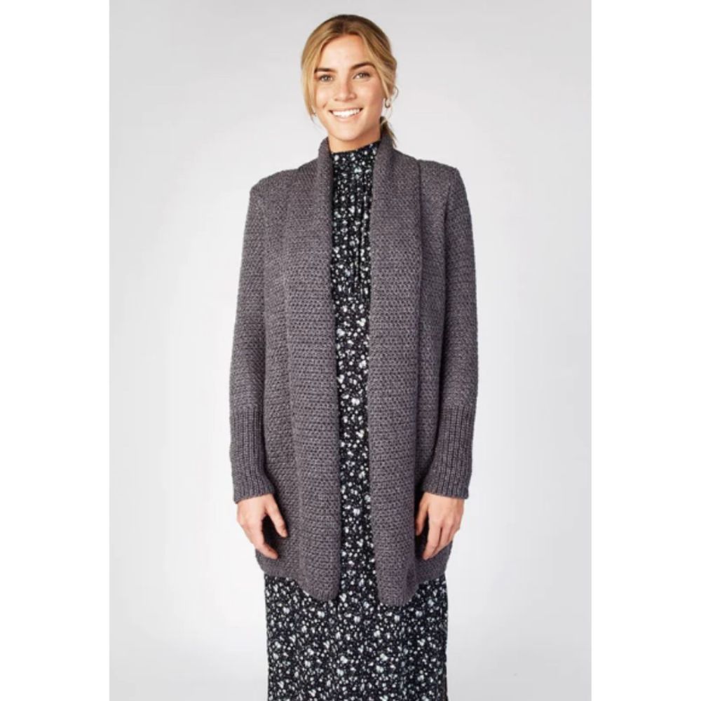 Irelands Eye Kilcoole Textured Coatigan Sweater Steel Marl Size S Gray Knit Cozy